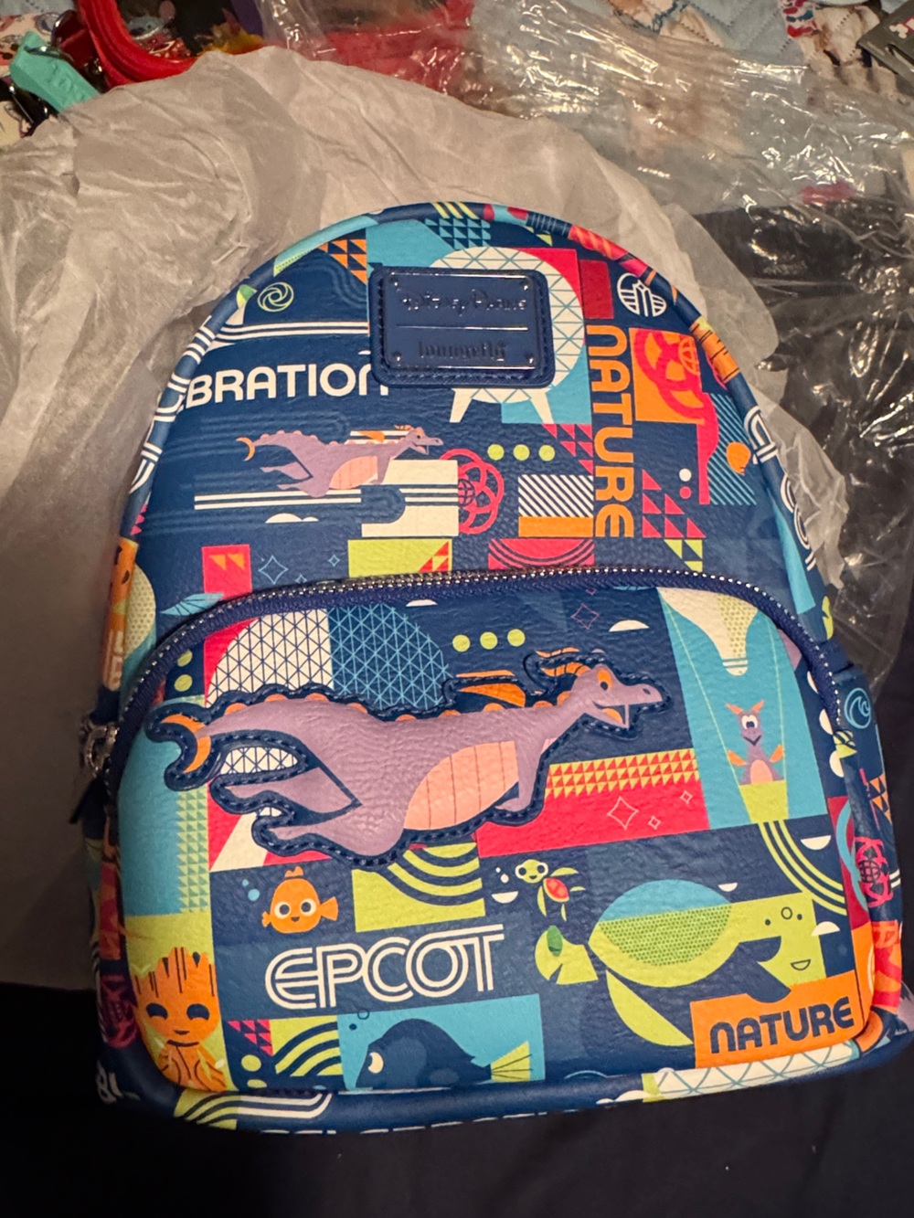 Loungefly Disney Epcot park backpack Featuring Figmenr. NWT